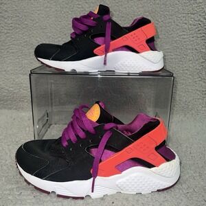 Nike Huarache Sneakers Youth Sz 4 Black Orange Purple / Peach Berry Shoes 654280